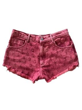 Free People Womens Size 28 Mixed Emotions High Rise Denim Shorts Pink Distressed